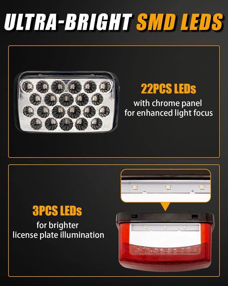 KICRY ATV Brake Tail Light Led Taillight Brake Stop Lights Compatible with Yamaha Grizzly Big Bear Bruin Kodiak Wolverine Rhino Viking 5KM-8472C-10-00 Aftermarket (LED 5-wire Red) - Image 4